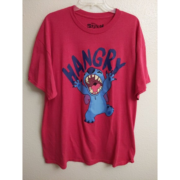Disney Stitch T-Shirt Men's XL Short Sleeve Hangry Graphic Crew Neck Red - Picture 1 of 8
